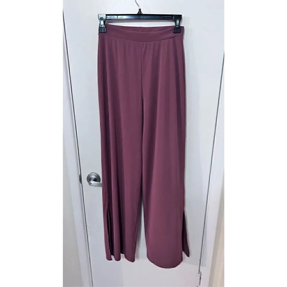 Zara WIne Red Wide Leg Split Ankle Pants Womens SZ S